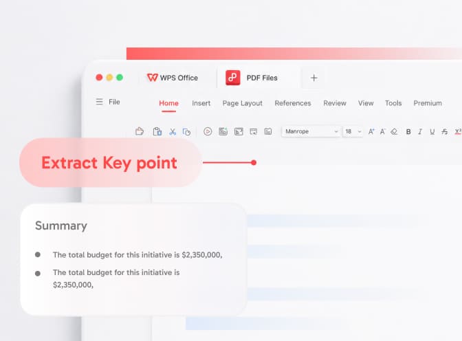 Working with a PDF and extracted text in WPS